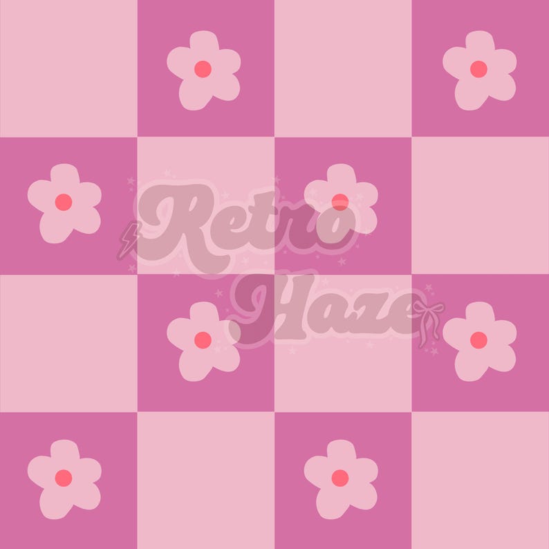 Checkered Retro Seamless Pattern | Daisy Flowers | Digital Design for ...