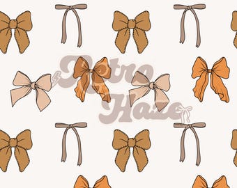 Fall Bows Seamless Pattern | Fabric Print File (PNG)