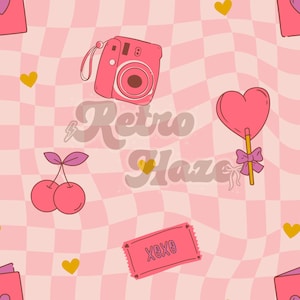 Retro Valentine’s Day Seamless Pattern | Digital Seamless File | Digital Surface Pattern for Fabric, Clothing, and Stationary Use