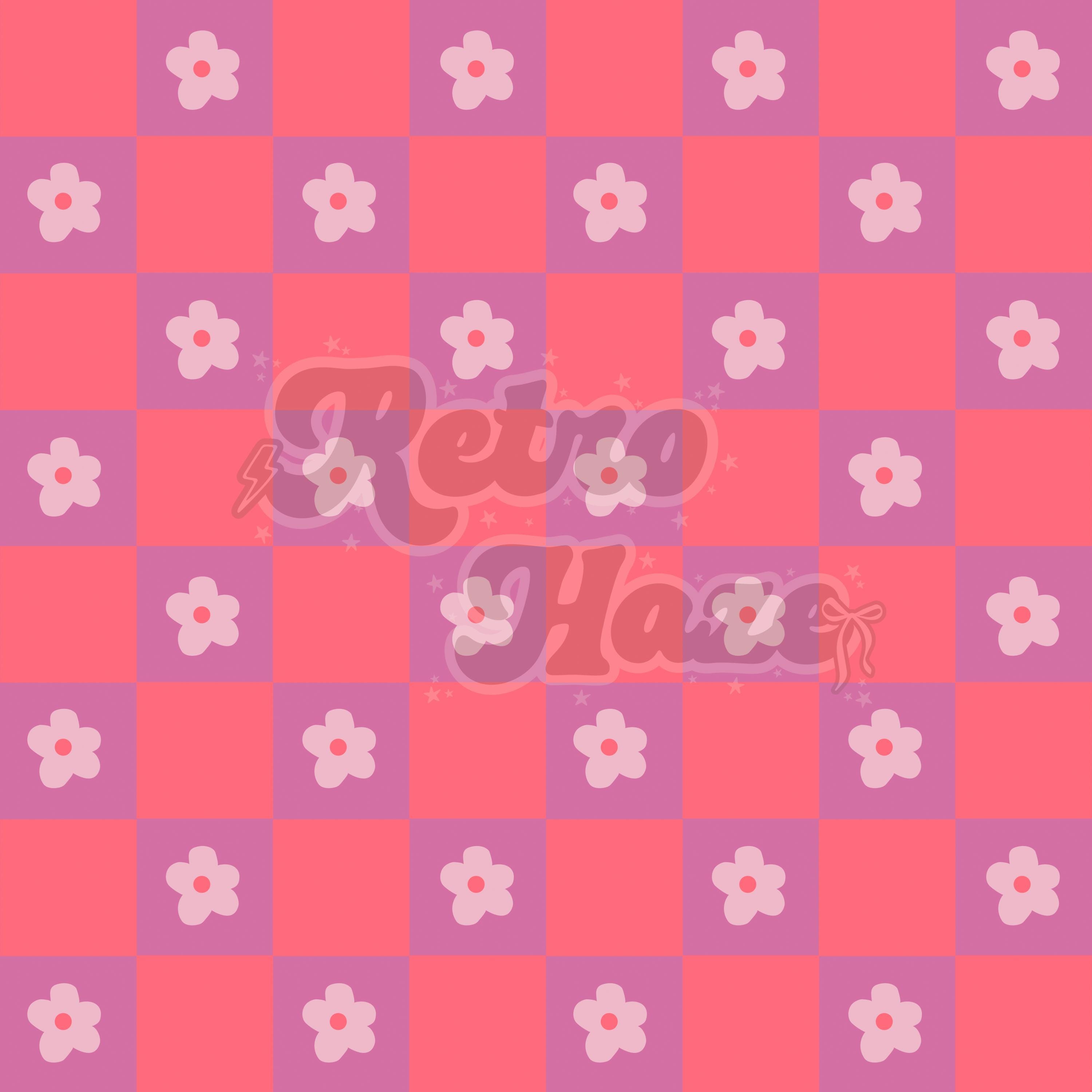 Checkered Retro Seamless Pattern | Daisy Flowers | Digital Design for ...