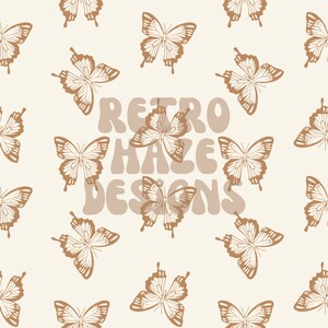 Neutral Butterflies Seamless Pattern, Neutral Brown and Cream