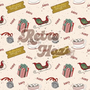 Nom personnalisé motif de Noël | Fichier transparent (téléchargement numérique)