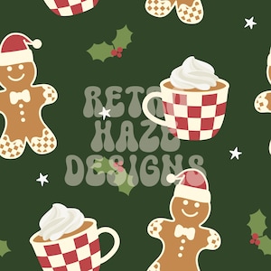 Naadloos kerstpatroon | Peperkoek mannen | Digitaal oppervlaktepatroon voor stof, kleding en stationair gebruik