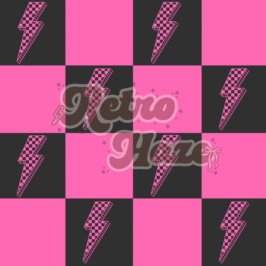 Checkered Lightning Bolt Seamless Pattern | Hot Pink Digital Design ...