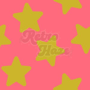 Retro Stars Seamless Pattern | Digital Seamless File | Pattern For Fabric, Clothing, and Stationary Use | Retro Pink and Green