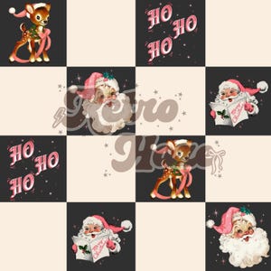 Vintage Retro Santa Seamless Pattern | Christmas Seamless Pattern | Digital File for Fabric, Clothing, and Stationary Use