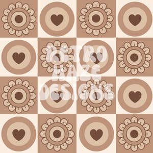 Retro Valentine’s Day Checkered, Seamless Pattern, Brown