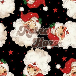 Vintage Retro Santa Seamless Pattern | Christmas Digital Pattern | Digital Design for Fabric, Clothing, and Stationary Use