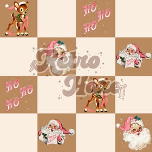 Vintage Retro Santa Seamless Pattern | Christmas Digital Seamless File | Pattern for Fabric, Clothing, and Stationary Use
