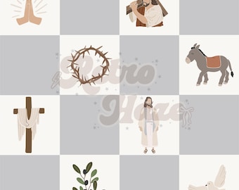 Christian Seamless Pattern, Religious Fabric Design (Digital)