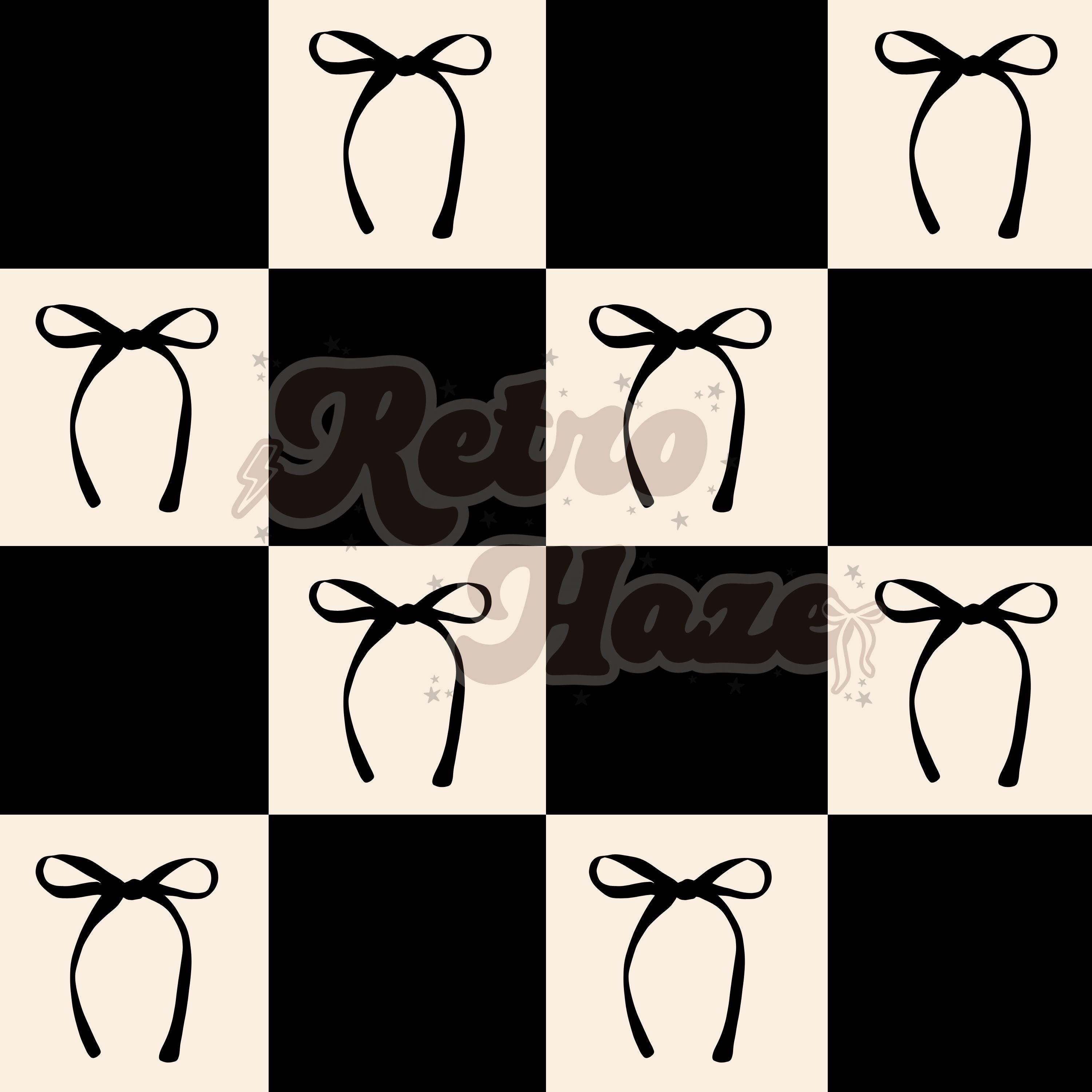 Checkared Pattern Bow Coquette Seamless Pattern | Checkered Bows | Digital Seamless File for ...