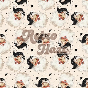 Vintage Retro Santa Seamless Pattern | Digital Seamless File ...