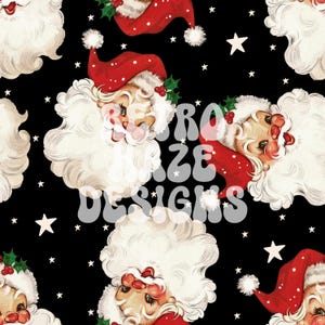 Vintage Retro Santa Seamless Pattern | Christmas Digital Pattern | Digital Design for Fabric, Clothing, and Stationary Use