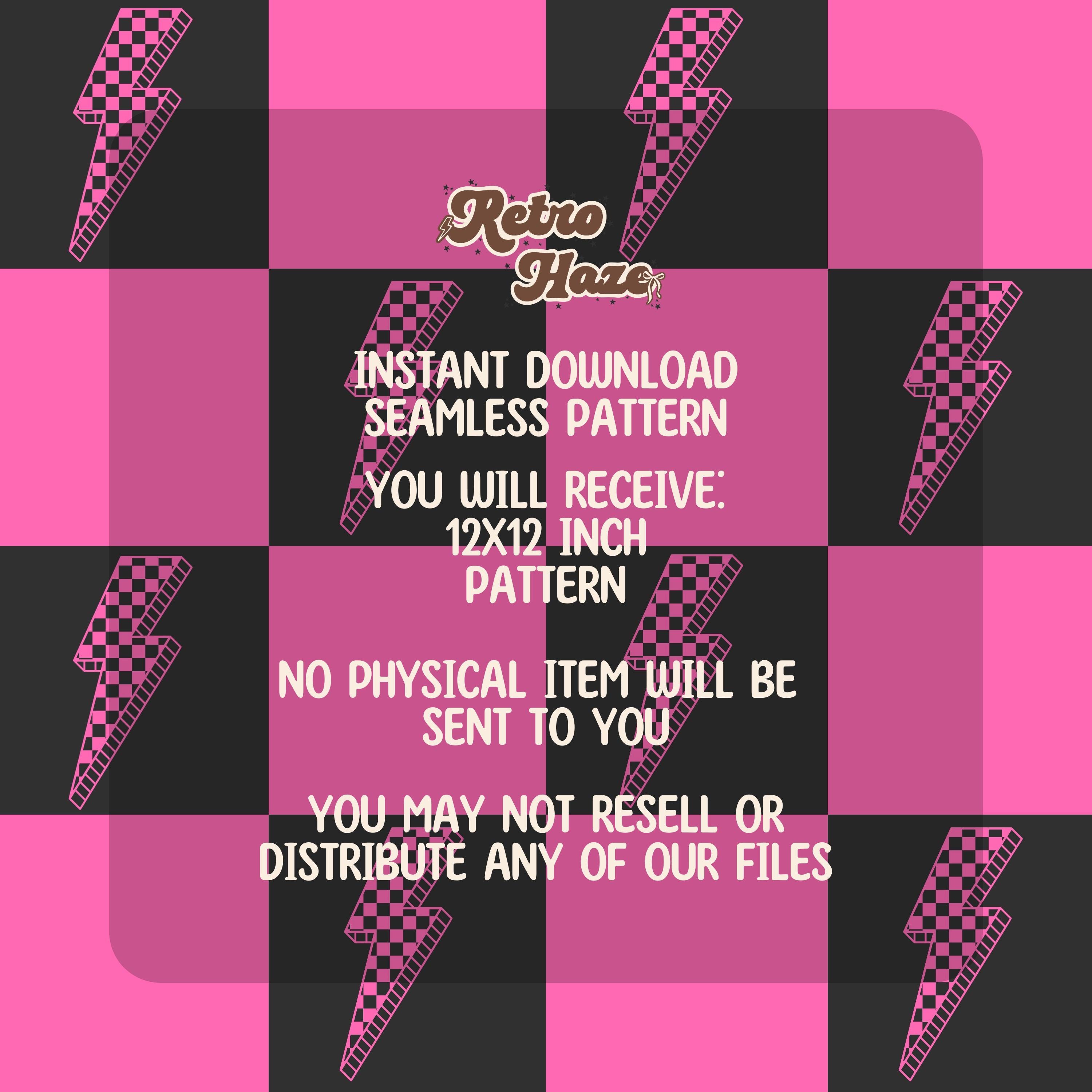 Checkered Lightning Bolt Seamless Pattern | Hot Pink Digital Design ...