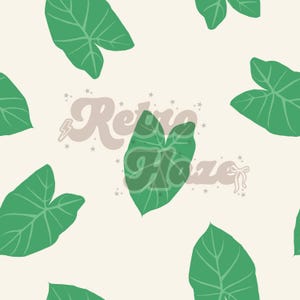 Hawai’i Digital Seamless Pattern | Kalo Leaves | Seamless File for Fabric, Clothing, and Stationary Use | Cream