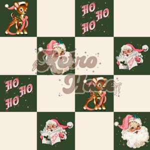Vintage Retro Santa Seamless Pattern | Christmas Digital Seamless File | Pattern for Fabric, Clothing, and Stationary Use