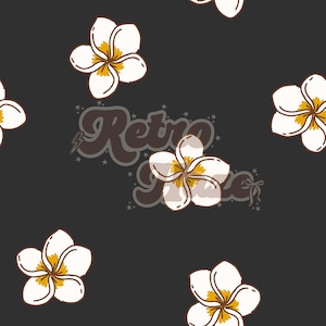 Patrón digital sin costuras de Hawái / Flores de plumeria / Archivo sin costuras para tela, ropa y papelería / Carbón