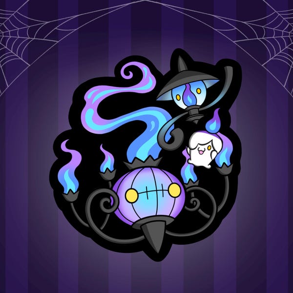 Chandelure Evolution Sticker | Glossy Waterproof Laptop Waterbottle Die Cut Sticker