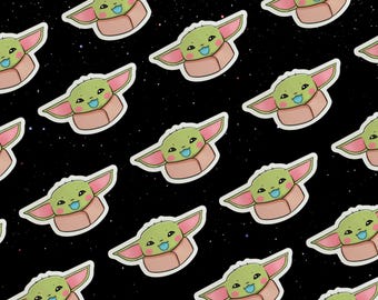 Grogu Sticker | Glossy Waterproof Die Cut Laptop Sticker Decal