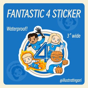 Fantastic 4 Sticker | Glossy Waterproof Laptop Die Cut Sticker