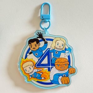 Fantastic 4 Acrylic Charm  | Stained Glass Acrylic Keychain