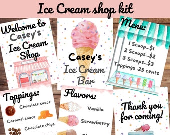 PRINTABLE Ice Cream Shop dramatic play kit | Summer Activity | Preschool Sensory Play | Elementary School | Teacher Printable | Pretend Play
