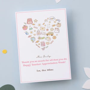 Editable Teacher Appreciation Card Template | End of Year Editable Card ...