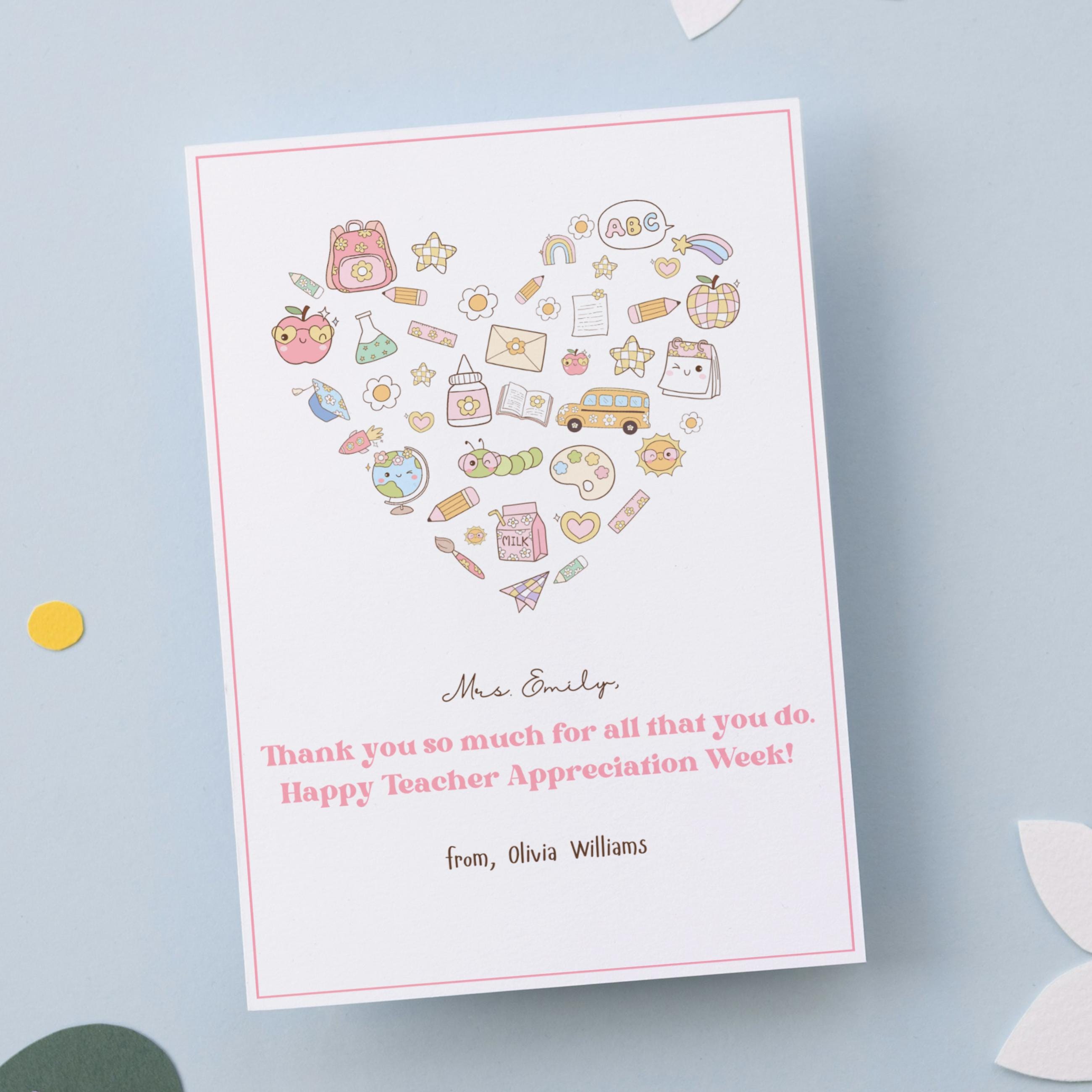 Editable Teacher Appreciation Card Template | End of Year Editable Card ...