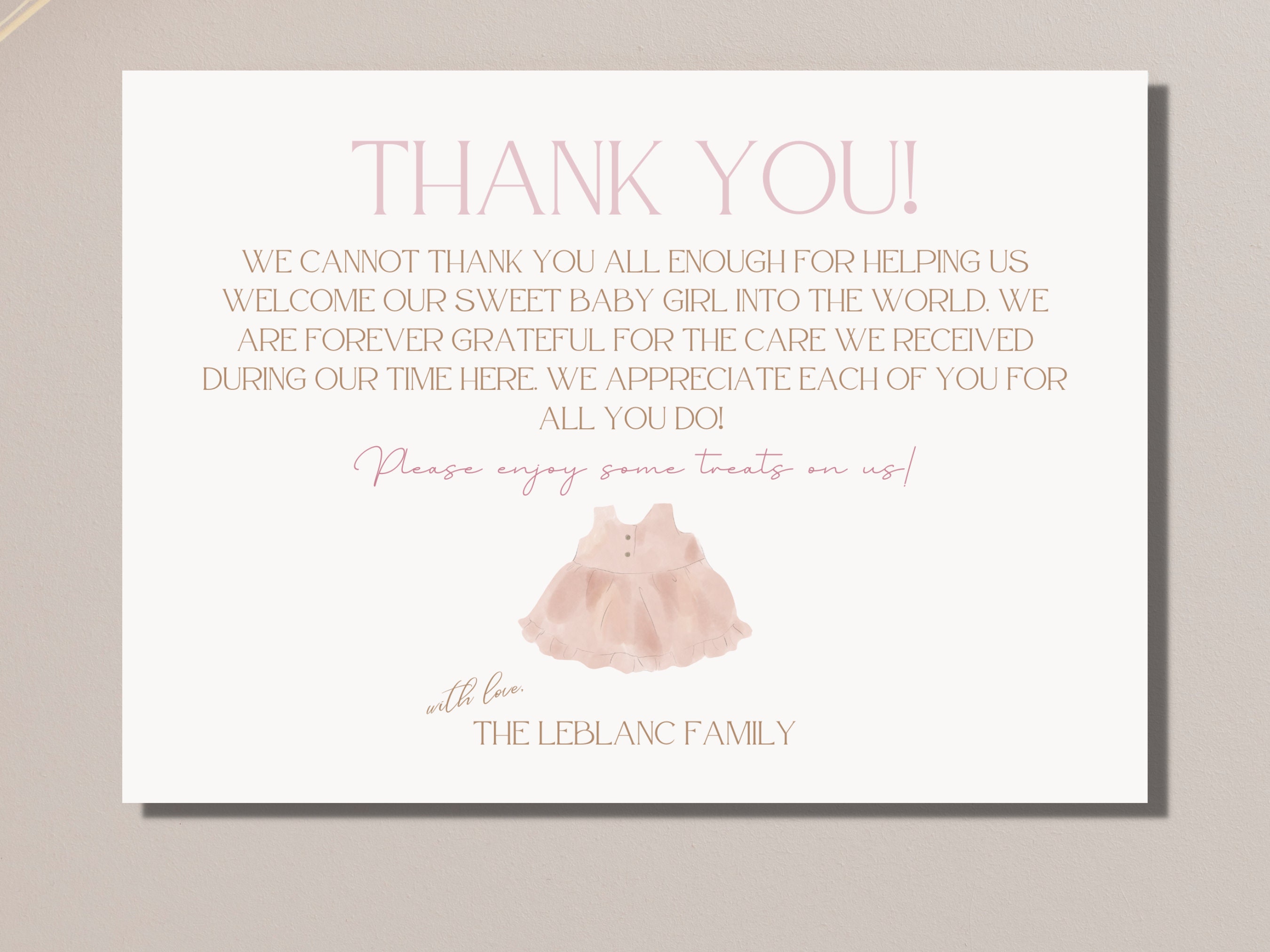Editable Labor and Delivery/mother Baby/ NICU Nurse Thank You Sign