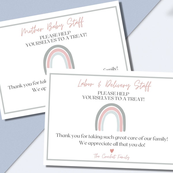 Editable Labor and Delivery/Mother Baby/ NICU Nurse Thank You sign | Printable Thank You Sign for Nurses Basket | Baby Sign