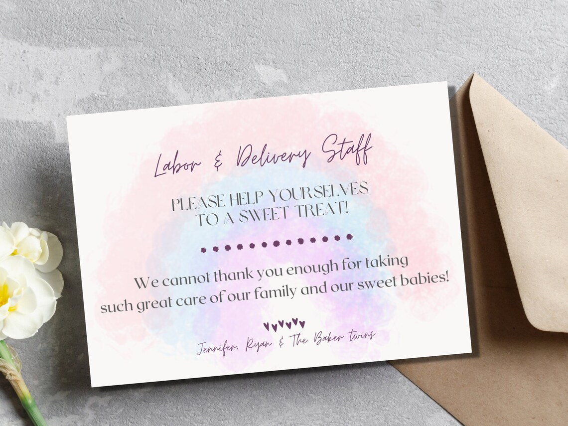 Editable Labor and Delivery/mother Baby/ NICU Nurse Thank You Card ...
