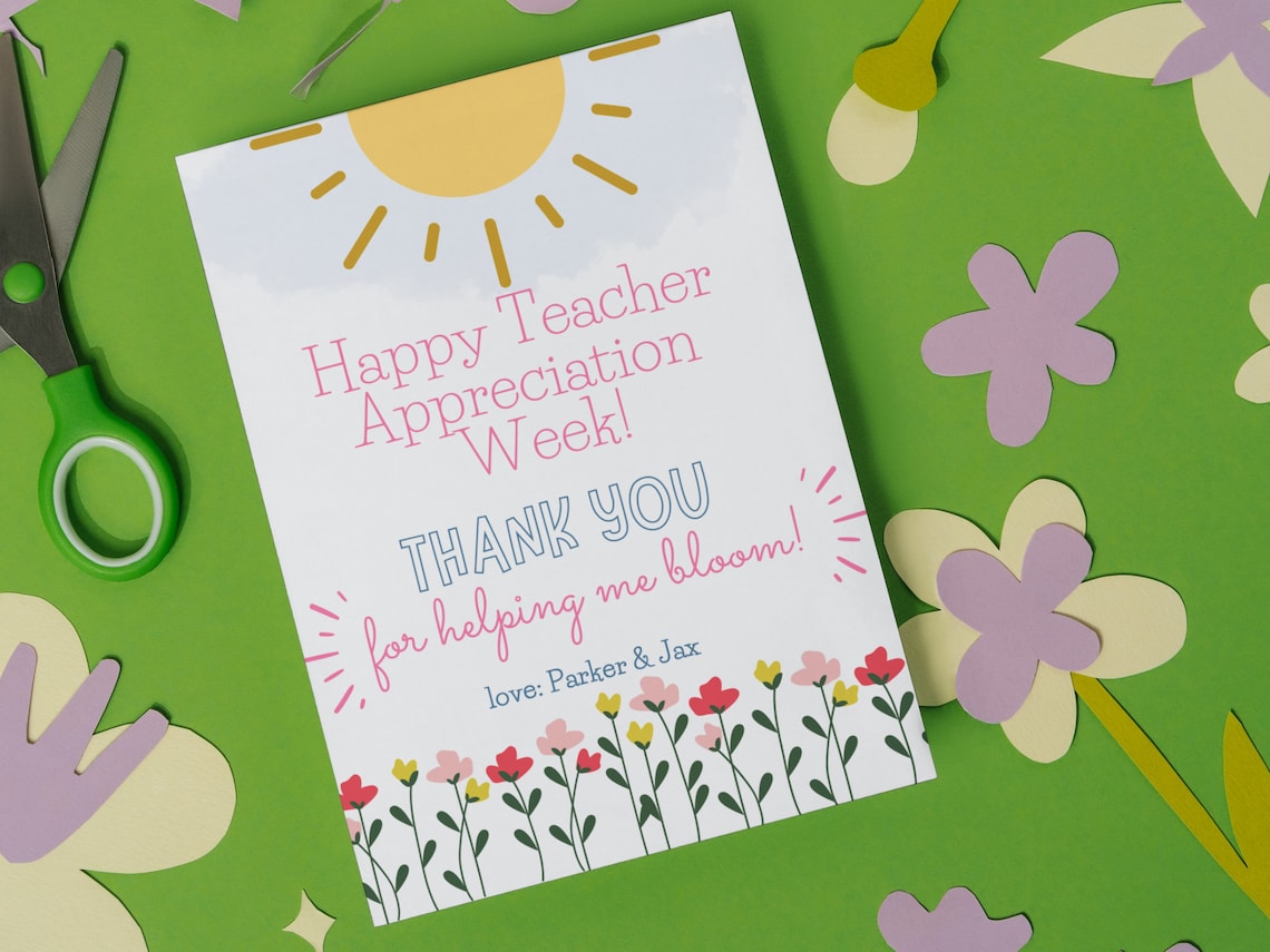 Teacher Appreciation Card Template | Printable Thank You Card for ...