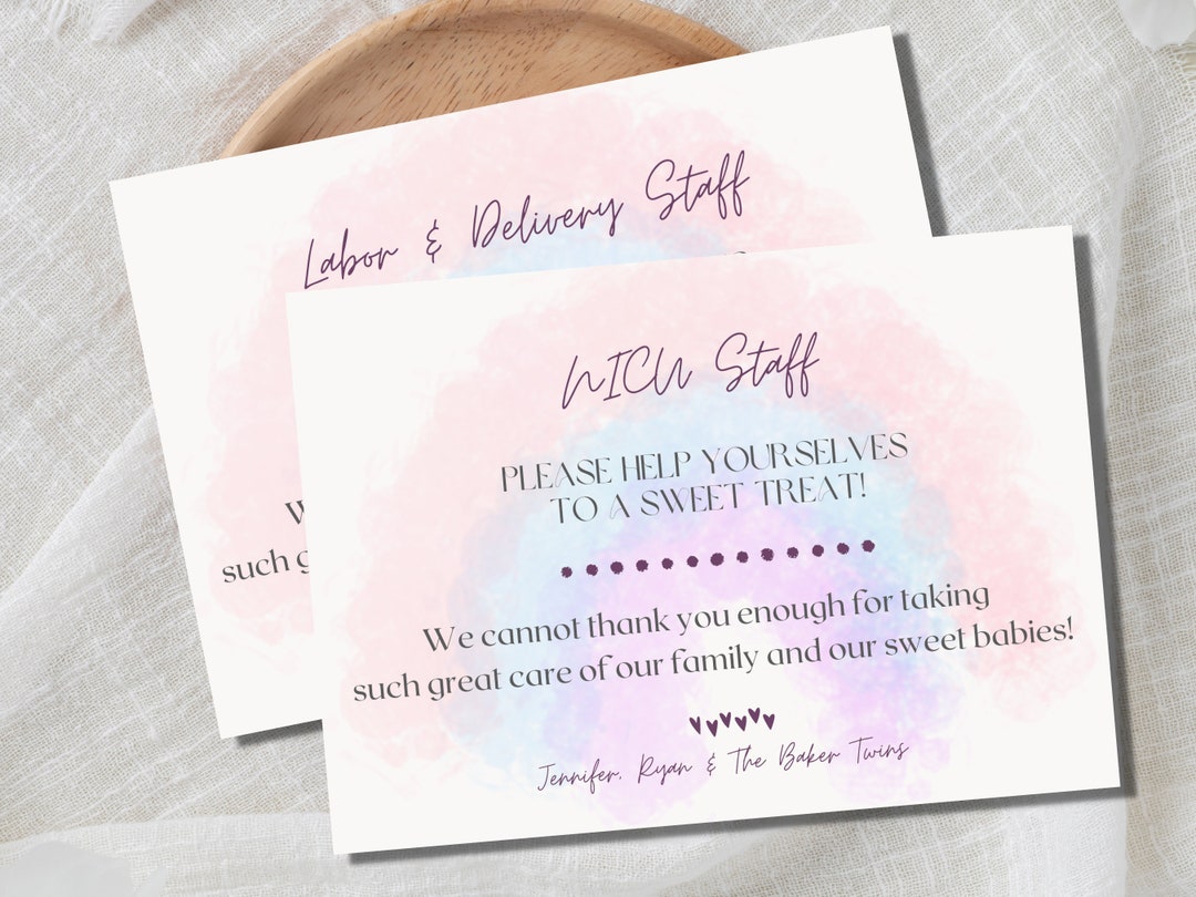 editable labor and deliverymother baby nicu nurse thank you card