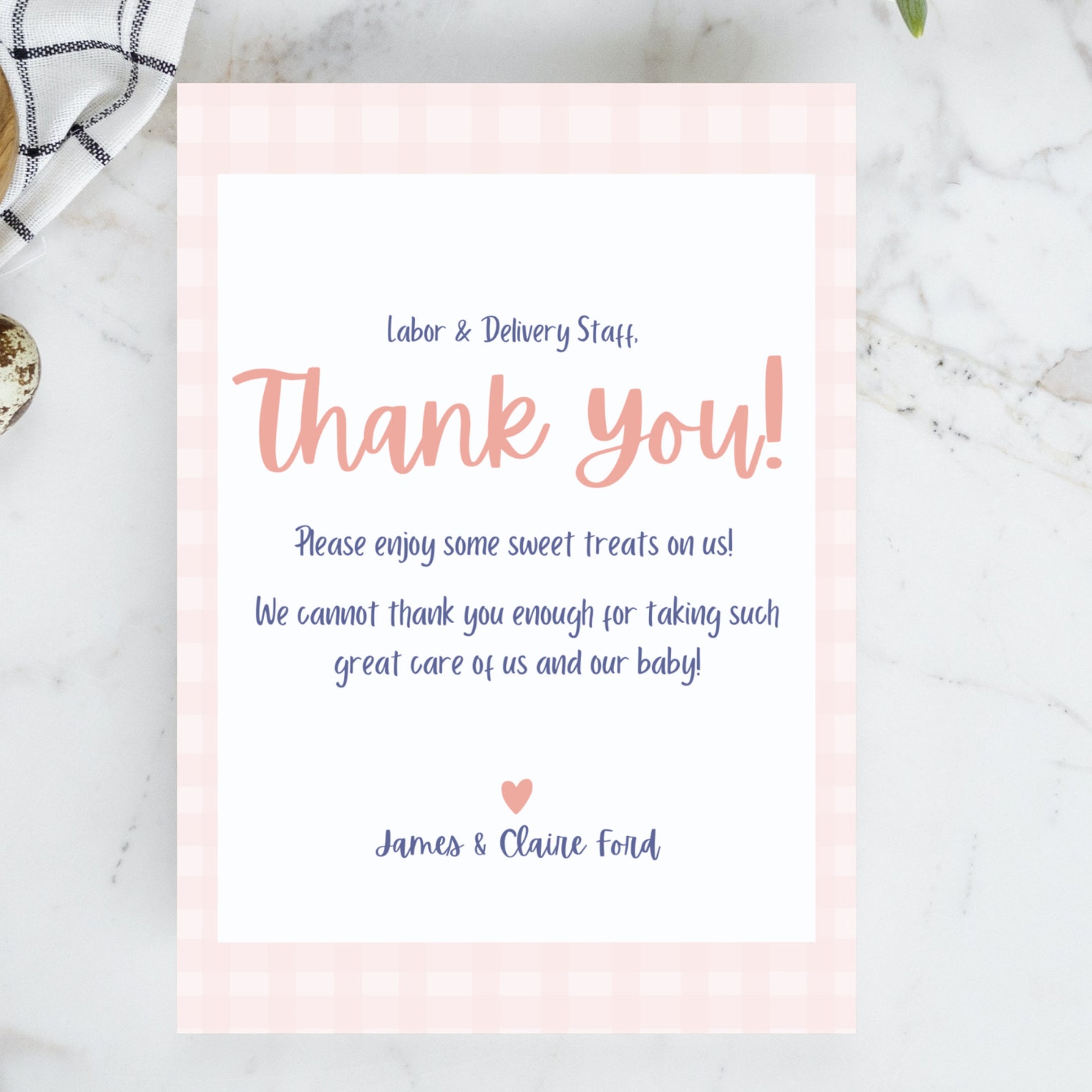 Editable Labor and Delivery/mother Baby/ NICU Nurse Thank You Sign ...