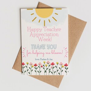 Teacher Appreciation Card Template | Printable Thank You Card for Teacher Gift | Edit, Download and Print yourself!