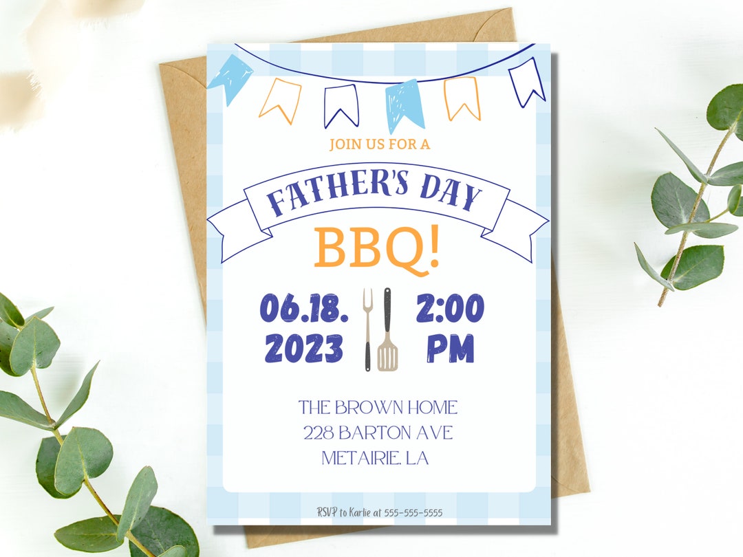 Editable Father's Day Party Invitation | Father's Day BBQ Invite ...
