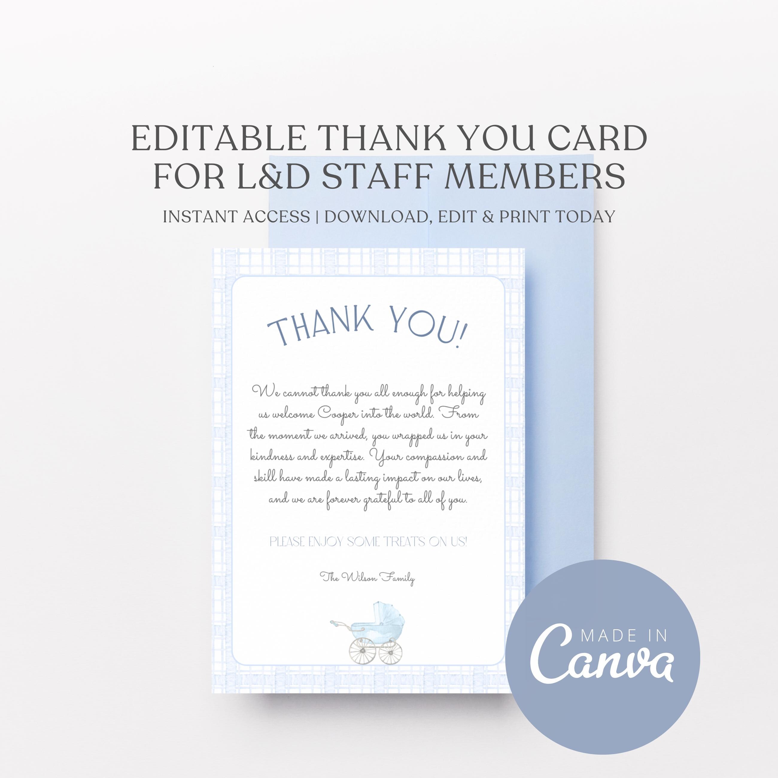 Editable Labor and Delivery,mother Baby, NICU Nurse, Midwife Thank You ...
