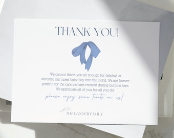 Editable Labor and Delivery/Mother Baby/ NICU Nurse Thank You sign/card | Printable Thank You Sign for Basket | Digital Download