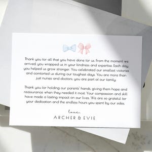 Bewerkbare bedankkaartsjabloon voor verpleegkundige op de NICU/Labor and Delivery | Doctor Appreciation, NICU Twin-bedankkaart, canvassjabloon, tweelingmoeder