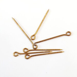 35MM/25MM/20MM Brooch Pin for Jewelry Making 50Pcs Raw Brass Loop Eye Long Safety Brooch Pins Findings