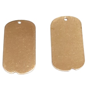 25mm X 12mm Rectangle Charm Tags In Plain Raw Brass - 10pcs