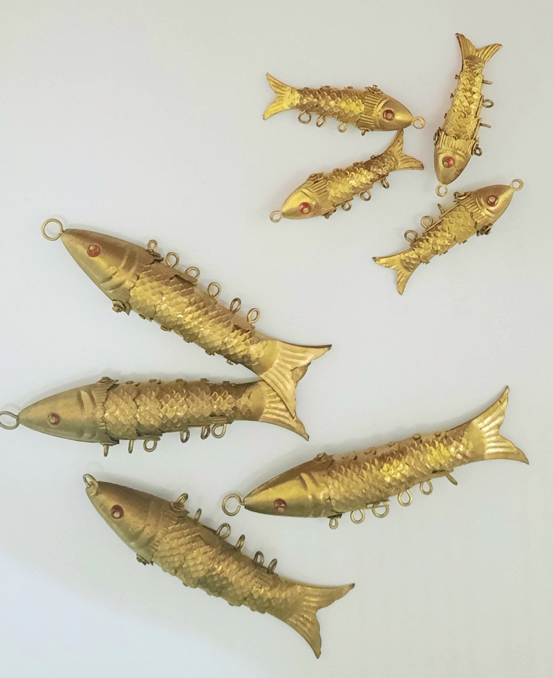 Vintage Large Articulated Fish Pendant in Raw Brass 2 PCS - Etsy