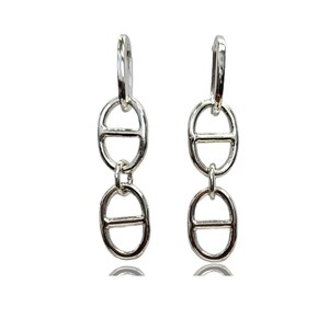 Anchor Mariner Link Drop Earrings: 14Kt Gold & Rhodium Plated