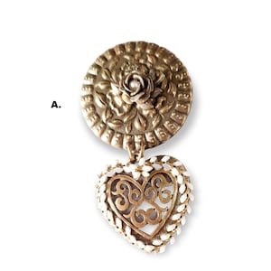 Broches florales vintage - Latón antiguo
