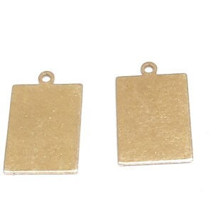 10mm X 15mm Raw Brass Square Plain Initial Charms, Tags -10pcs