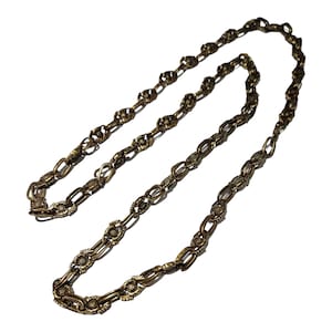Vintage Chain, Antique Old Solid Brass Floral Design RARE Chain Necklace
