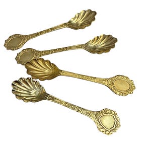 Vintage Spoon, Raw Brass Spoon, Seashell Spoon For Home & Wedding Decor Family, Bride Groom Gift, Keepsake - 6pc Set
