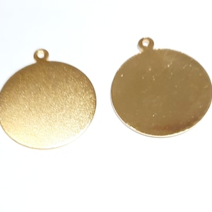 5pcs - 35mm Round Disc Tags In Matte Gold, Round Pendant, Engravable Charm