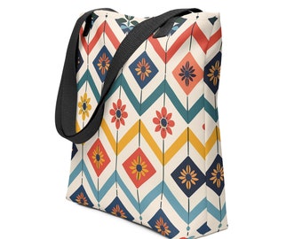 Spacious Stylish Fabric Tote Bag Inspired by Traditional European Motifs