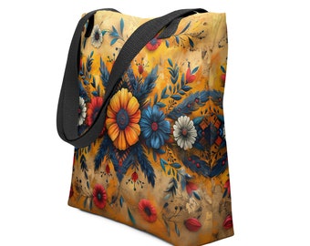 Spacious Stylish Fabric Tote Bag Inspired by Traditional European Motifs